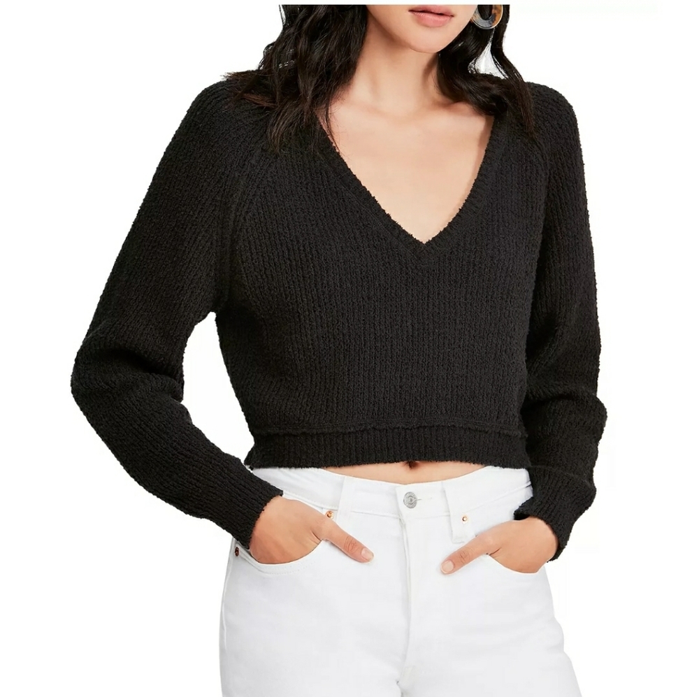 Free People textured knit v-neck sweater